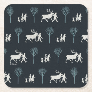 Frozen 2: Walking Through Birch Trees Pattern Square Paper Coaster