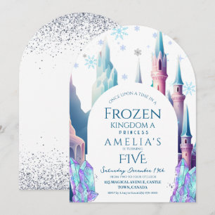 Frozen 5th Birthday Cartoon Castle Invitation