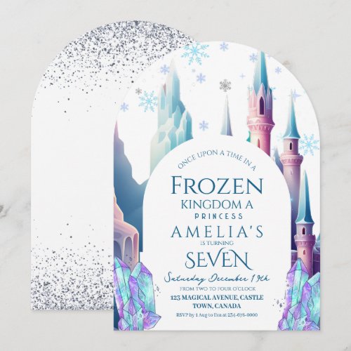Frozen 7th Birthday Cartoon Castle Invitation