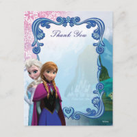 Frozen  Anna and Elsa Birthday Thank You Note Card