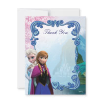 Frozen  Anna and Elsa Birthday Thank You Note Card