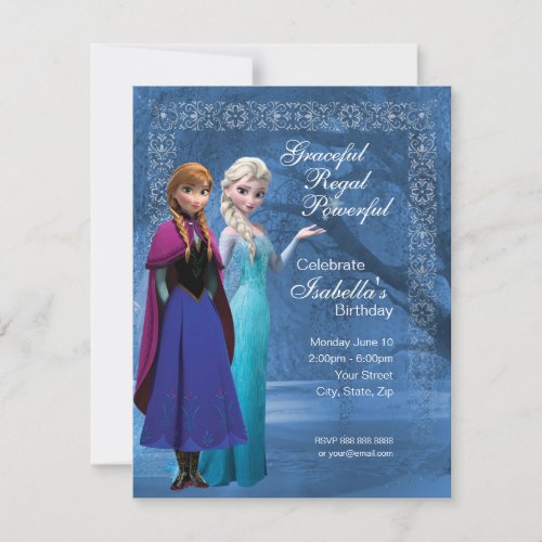 Frozen Anna and Elsa Snowflake Birthday Invitation