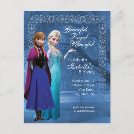 Frozen Anna And Elsa Snowflake Birthday Invitation
