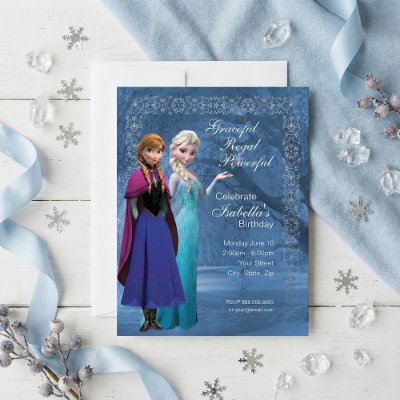 Frozen Anna and Elsa Snowflake Birthday Invitation