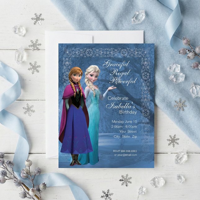 Frozen Anna and Elsa Snowflake Birthday Invitation (Creator Uploaded)