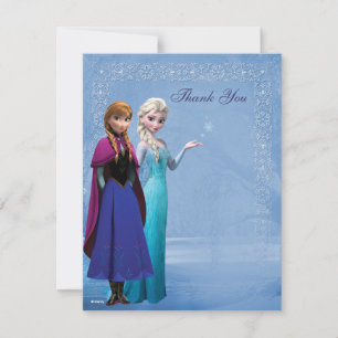 Frozen Anna and Elsa Snowflake Thank You Card