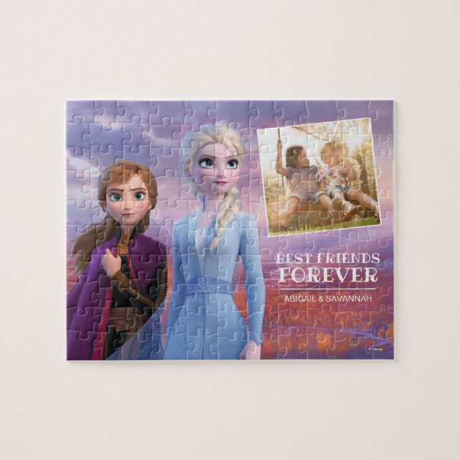 Frozen Anna & Elsa Best Friends with Photo Jigsaw Puzzle (Horizontal)
