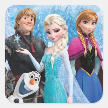 Frozen | Anna  Elsa  Kristoff And Olaf Square Sticker by frozen at Zazzle