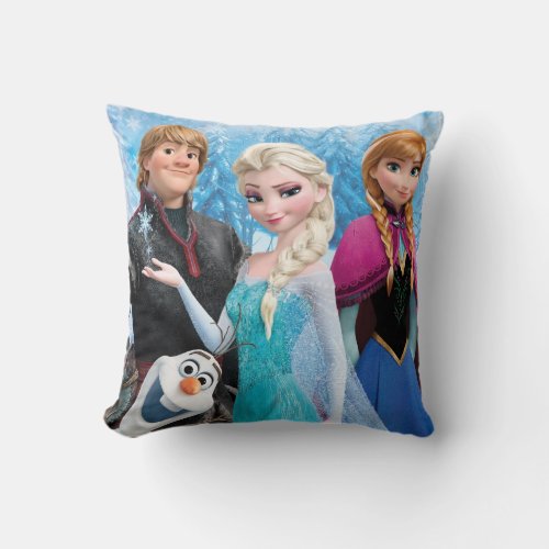 Frozen  Anna Elsa Kristoff and Olaf Throw Pillow
