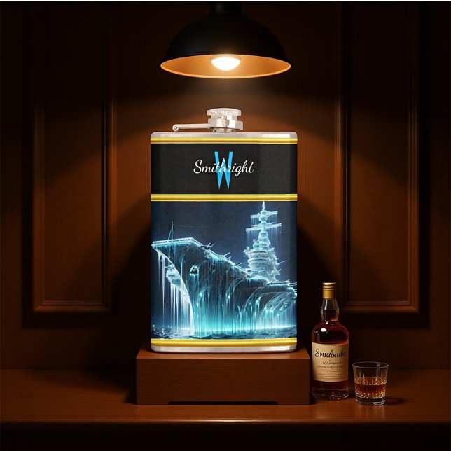 Frozen Battleship Rises From Dark Waters  Flask (Creator Uploaded)