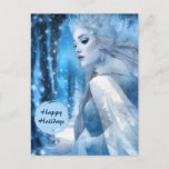 Frozen Beauty Snow Queen in Winter Wonderland Holiday Postcard