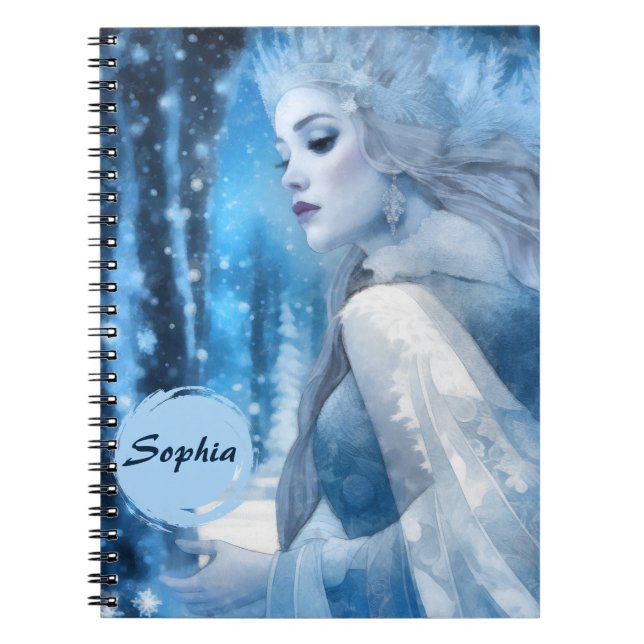 Frozen Beauty Snow Queen in Winter Wonderland Notebook (Front)