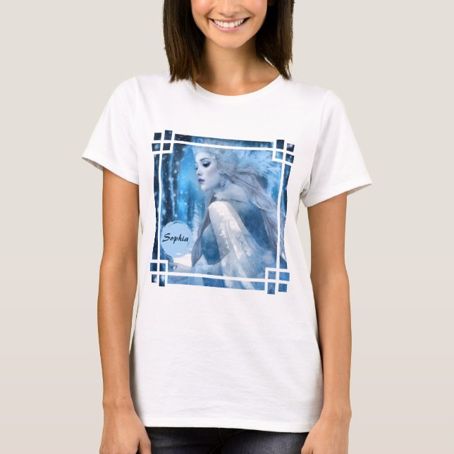 Frozen Beauty Snow Queen in Winter Wonderland T-Shirt (Front)