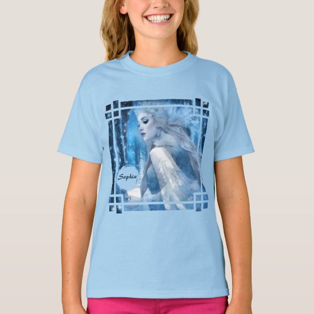 Frozen Beauty Snow Queen in Winter Wonderland T-Shirt (Front)