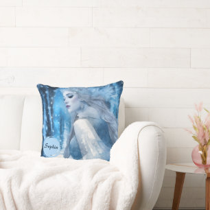 Frozen Beauty Snow Queen in Winter Wonderland Throw Pillow