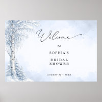 Frozen Birch Tree Bridal Shower Welcome Poster