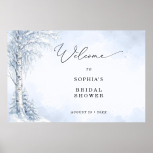 Frozen Birch Tree Bridal Shower Welcome Poster