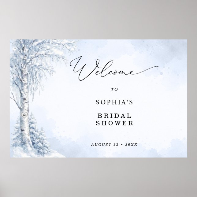Frozen Birch Tree Bridal Shower Welcome Poster (Front)