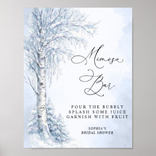 Frozen Birch Tree Mimosa Bar Poster
