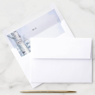 Frozen Birch Tree Wedding Envelope Liner