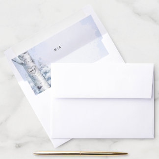 Frozen Birch Tree Wedding Envelope Liner