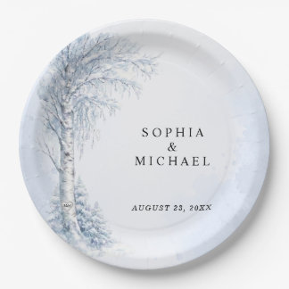 Frozen Birch Tree Wedding Paper Plates