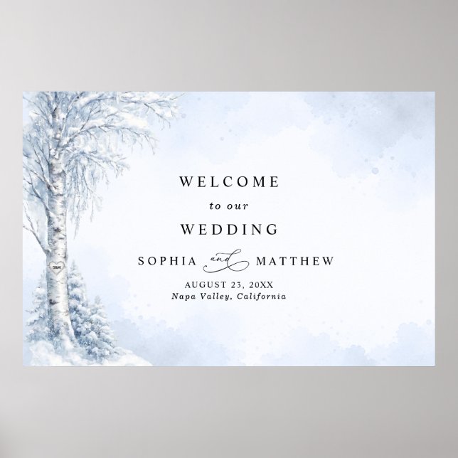 Frozen Birch Tree Wedding Welcome  Poster (Front)