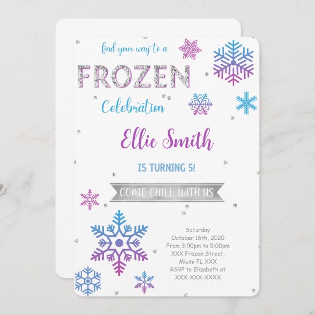 Frozen Birthday Invitation (Front/Back)