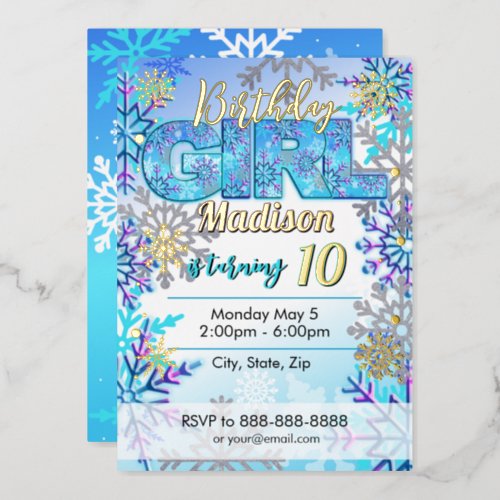 Frozen birthday Invitation Foil Invitation