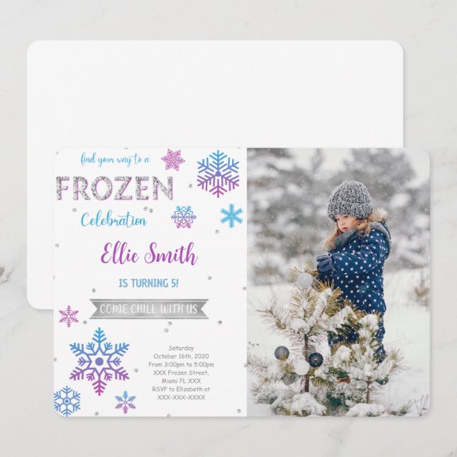 Frozen Birthday Photo Invitation (Front/Back)