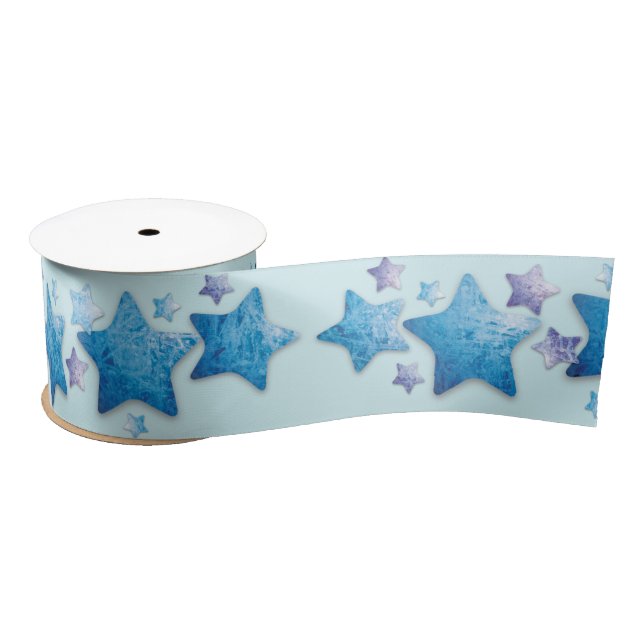 frozen blue and purple stars ribbon (Spool)