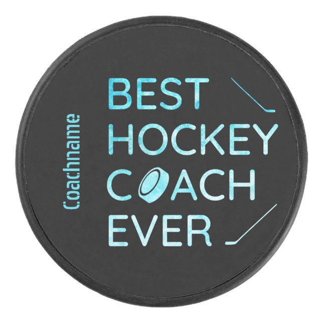 Frozen blue - best hockey coach ever puck (Front)