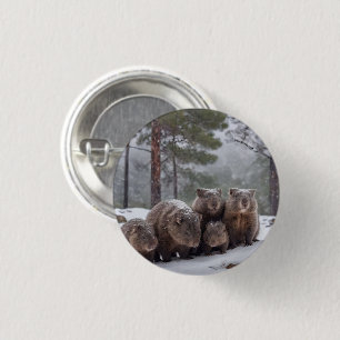 Frozen Burrow: Australian Wombat Family Button