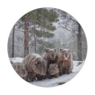 Frozen Burrow: Australian Wombat Family, Cutting Board