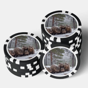 Frozen Burrow: Australian Wombat Family Poker Chips