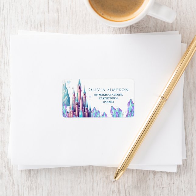 Frozen Cartoon Castle 1st Birthday Party Label (Insitu)