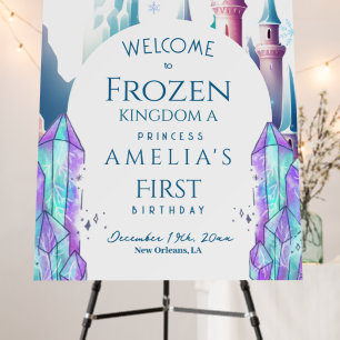 Frozen Castle Cartoon 1st Birthday Welcome Sign