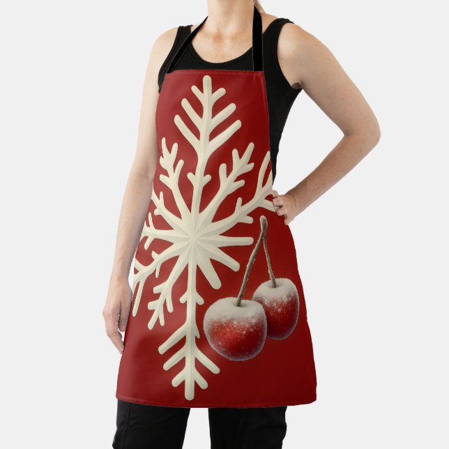 Frozen Cherry Snowflake – Winter Magic Design Apron (Insitu)