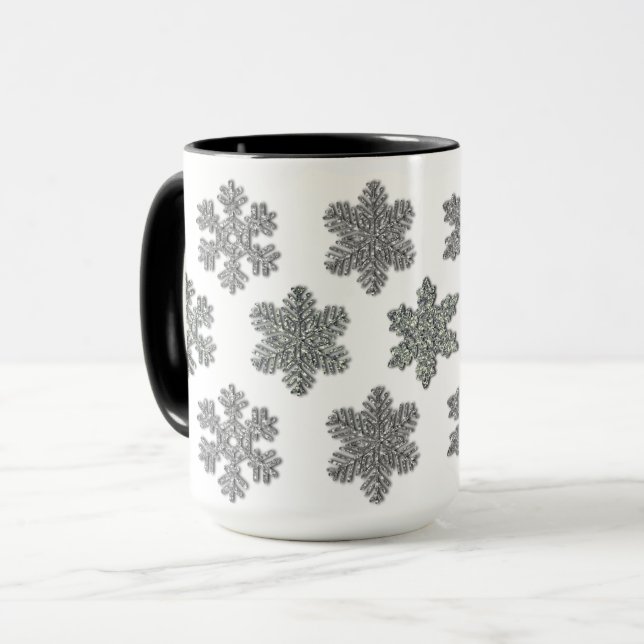 Frozen crystal frosty silver snowflakes   mug (Front Left)