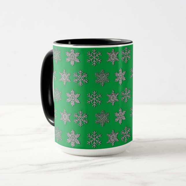 Frozen crystal frosty silver snowflakes  mug (Front Left)