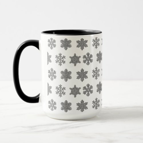 Frozen crystal frosty silver snowflakes  mug