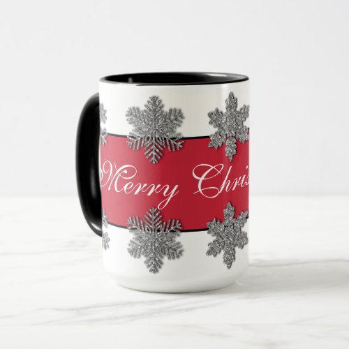 Frozen crystal frosty silver snowflakes  mug