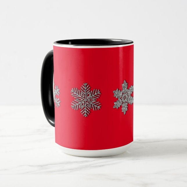 Frozen crystal frosty silver snowflakes  mug (Front Left)