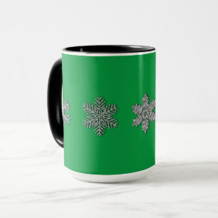 Frozen crystal frosty silver snowflakes mug