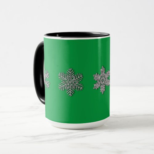 Frozen crystal frosty silver snowflakes  mug