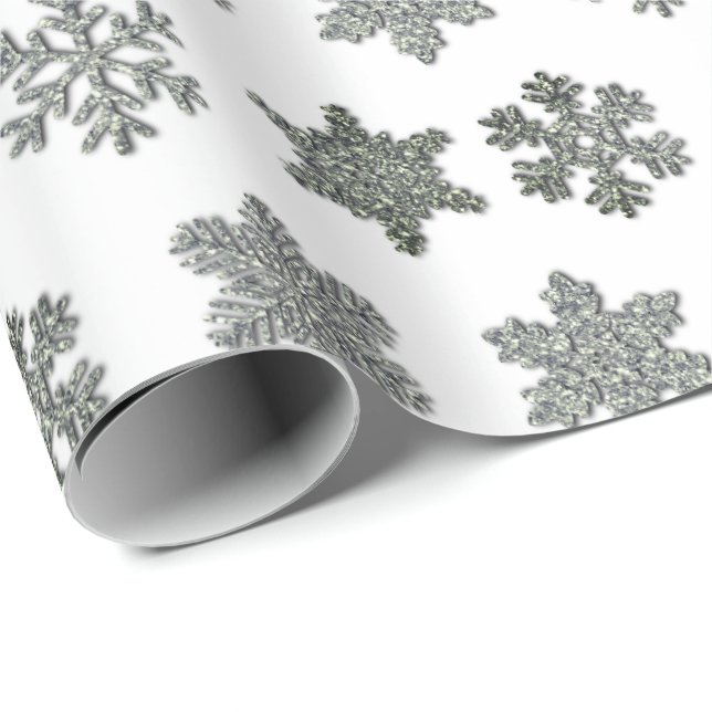 Frozen crystal frosty silver snowflakes  wrapping paper (Roll Corner)