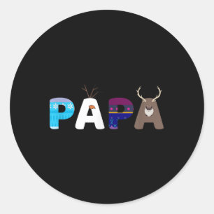 Frozen Dad And Mom Birthday Papa Family Party Snow Classic Round Sticker