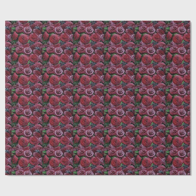 Frozen Dark Red Roses On A Grave Wrapping Paper (Flat)