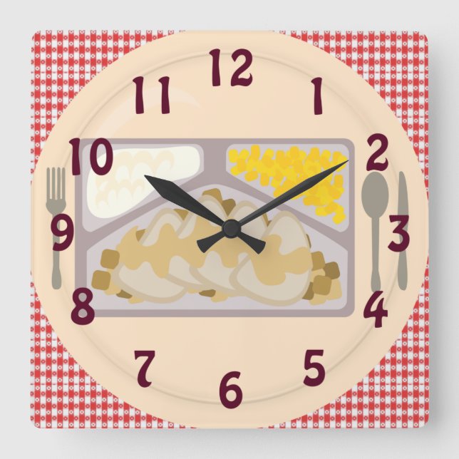 Frozen Dinner Plate Cool Kitsch Time Art Square Wall Clock (Front)