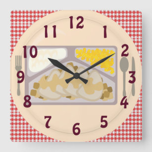 Frozen Dinner Plate Cool Kitsch Time Art Square Wall Clock